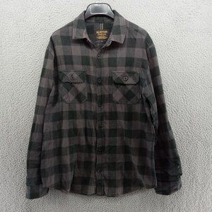 Burton Shirt Mens Small Black‎ Buffalo Check Western Pockets Flannel